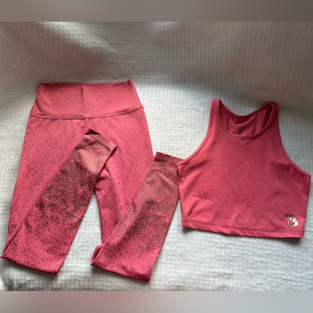 Buffbunny Coral Rosé Leggings & Aurora Crop Top Set | Size M
